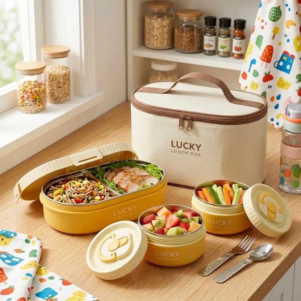 304 Stainless Steel Bento Lunc - Food Storage With Dividers ulasan dan harga
