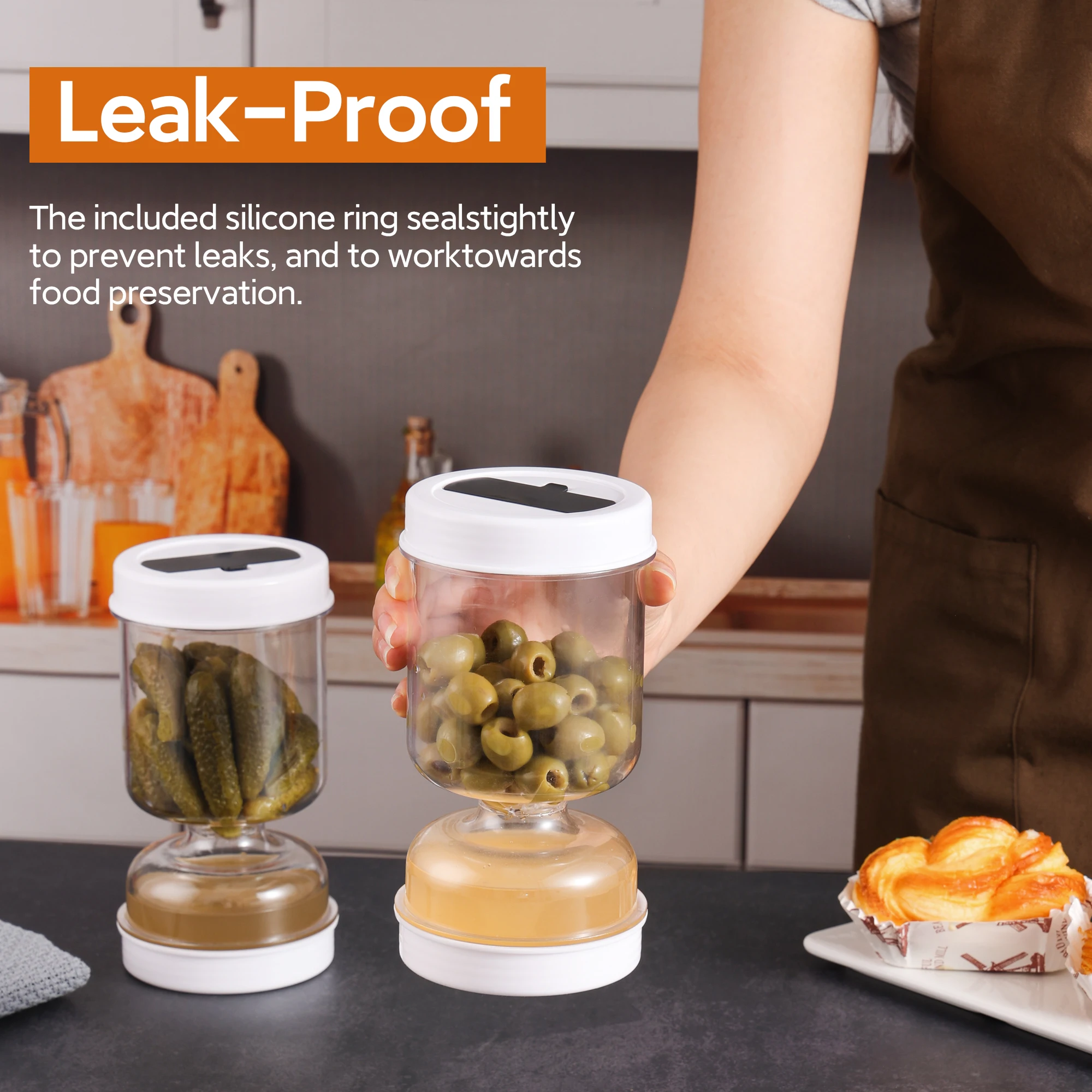 Pickles Jar With Forks Dry and - Food Storage With Dividers ulasan dan harga