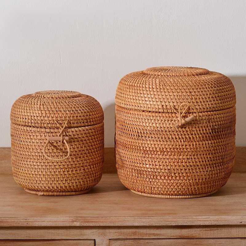 Handwoven Rattan Tea Storage B - Food Storage With Dividers ulasan dan harga