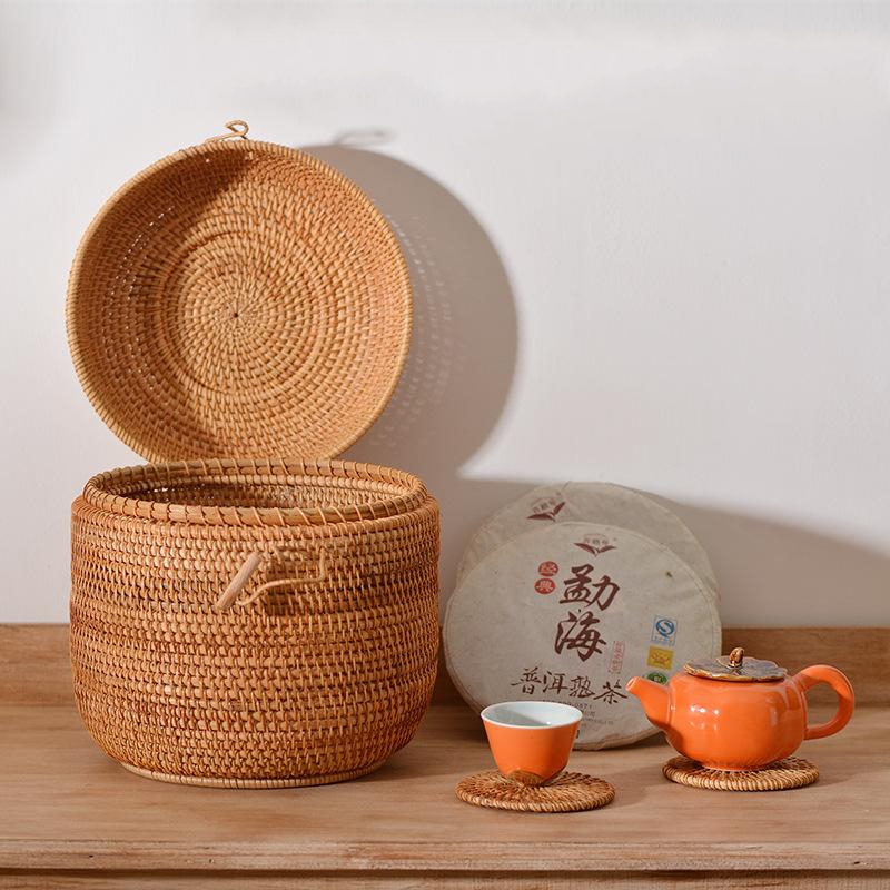 Handwoven Rattan Tea Storage B - Food Storage With Dividers ulasan dan harga