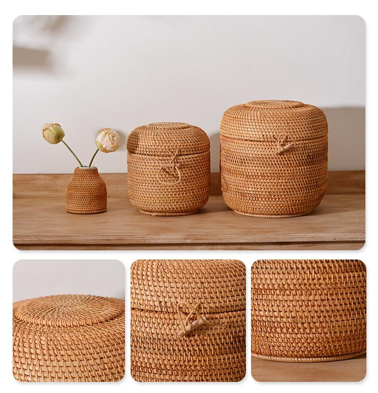 Handwoven Rattan Tea Storage B - Food Storage With Dividers ulasan dan harga