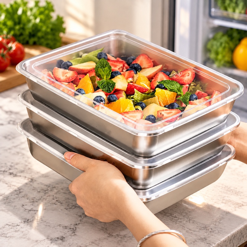 Three-Piece Stainless Steel Fo - Food Storage Meals ulasan dan harga