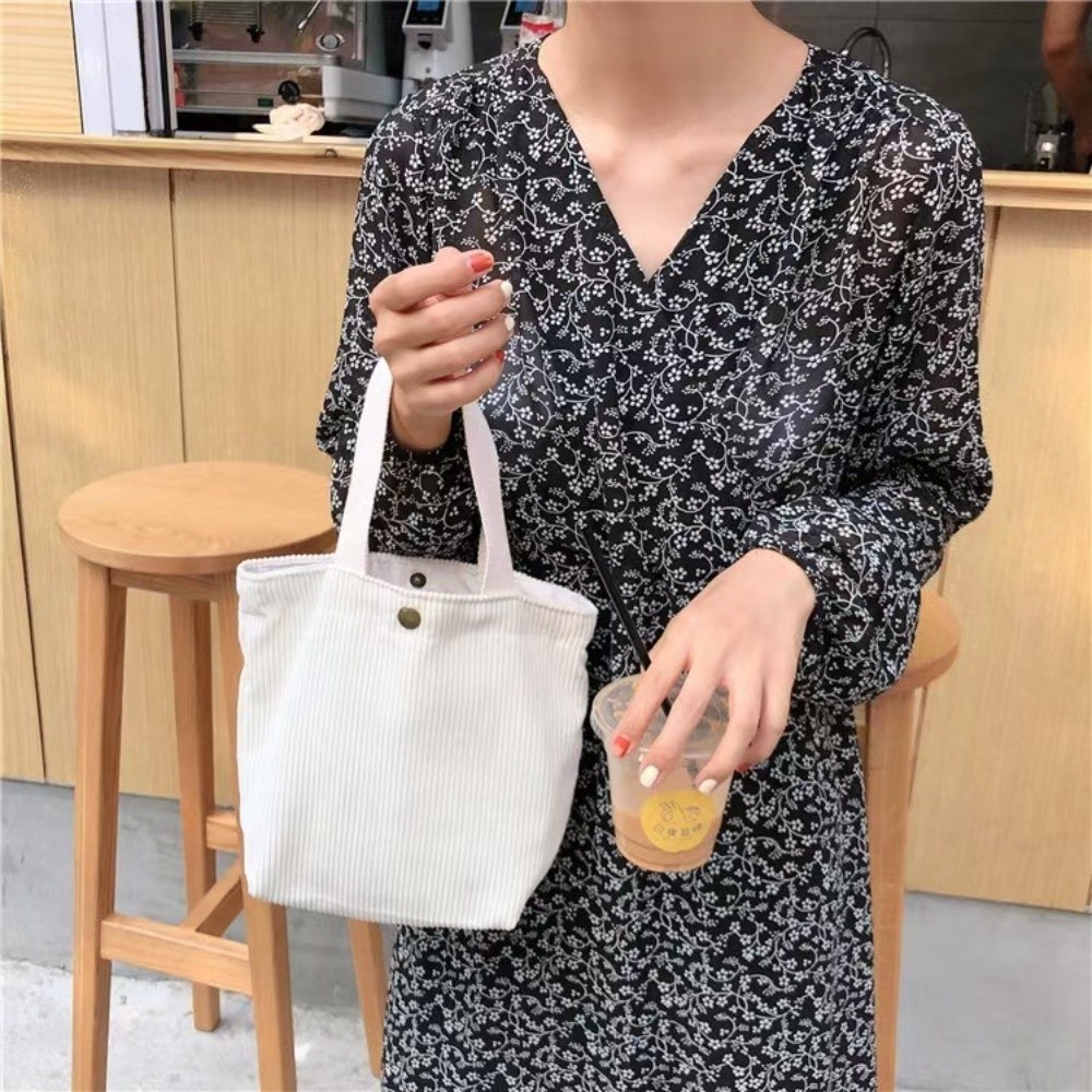Trendy Corduroy Lunch Bag Cott - Food Storage Bag ulasan dan harga
